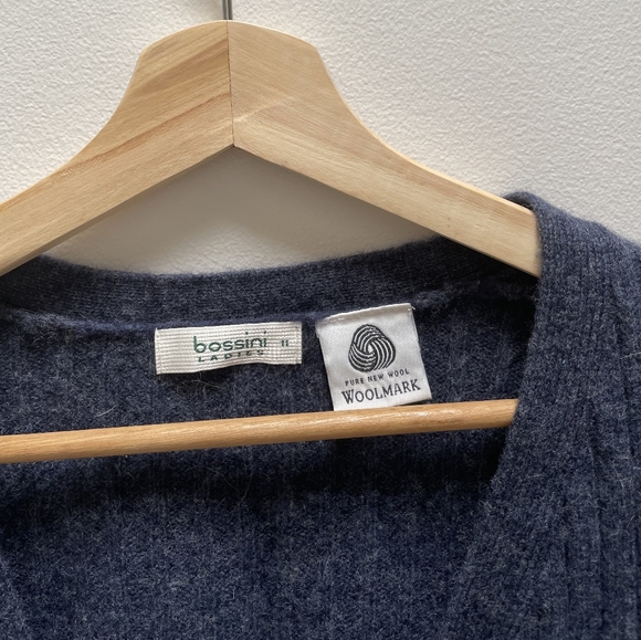 100% lambswool muted blue cardigan - Picture 4 of 4